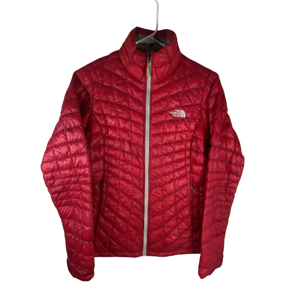 The North Face ThermoBall Jacket Womens XS Red Quilted Insulated Zip Packable